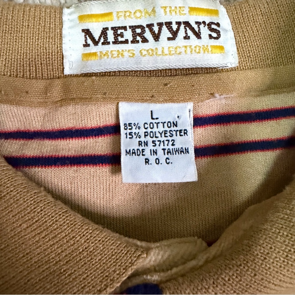 Vintage 70/80s velour Mervyn's Collection Large long-sleeve polo shirt - Picture 3 of 4